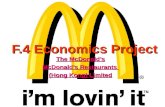 F.4 Economics Project The McDonalds McDonalds Restaurants (Hong Kong) Limited.