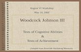 Woodcock Johnson III Tests of Cognitive Abilities & Tests of Achievement Region VI Workshop May 10, 2002 (Adapted from Riverside Publishing Materials)
