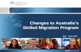 Changes to Australias Skilled Migration Program May - June 2012.