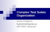 Complex Test Suites Organization Victor Kuliamin kuliamin@ispras.ru ISP RAS, Moscow.