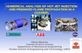 NUMERICAL ANALYSIS OF HOT JET INJECTION AND PREMIXED FLAME PROPAGATION IN A CHANNEL Dhruv Baronia Graduate Research Assistant Department of Mechanical.