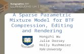 A Sparse Parametric Mixture Model for BTF Compression, Editing and Rendering Hongzhi Wu Julie Dorsey Holly Rushmeier Yale University.