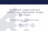 External negotiations affecting regulated trade in sugar TOWARDS A MUTUALLY SUPPORTIVE SUGAR REGIME Marc ROSIERS 09.06.05.