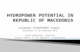 European HYDROPOWER Summit Bucharest 27-28 February 2012 Lazar Gechevski, Director Energy Agency of the Republic of Macedonia.