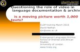 Questioning the role of video in language documentation & archiving: is a moving picture worth 1,000 texts? ELDP training March 2010 David Nathan djn@soas.ac.uk.