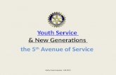 Youth Service & New Generations the 5 th Avenue of Service Cathy Coats Harpster– Fall 2013.