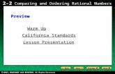Evaluating Algebraic Expressions 2-2 Comparing and Ordering Rational Numbers Warm Up Warm Up California Standards California Standards Lesson Presentation.
