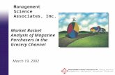 1 Management Science Associates, Inc. March 19, 2002 Market Basket Analysis of Magazine Purchasers in the Grocery Channel.