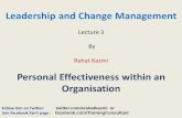 Personal Effectiveness within an Organisation, Lecture 3, By Rahat Kazmi