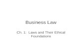 Business Law Ch. 1: Laws and Their Ethical Foundations.