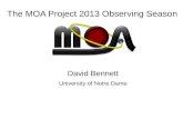 The MOA Project 2013 Observing Season David Bennett University of Notre Dame.