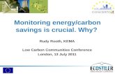 Monitoring energy/carbon savings is crucial. Why? Rudy Rooth, KEMA Low Carbon Communities Conference London, 13 July 2011.