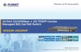 24-Port 10/100Mbps + 2G TP/SFP Combo Managed 802.3at PoE Switch WGSW-2620HP.