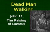Dead Man Walking John 11 The Raising of Lazarus. The Purpose of Lazarus Sickness Building Faith John 20:31 But these have been written that you may believe.