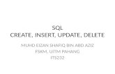 SQL CREATE, INSERT, UPDATE, DELETE MUHD EIZAN SHAFIQ BIN ABD AZIZ FSKM, UiTM PAHANG ITS232.