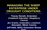 MANAGING THE SHEEP ENTERPRISE UNDER DROUGHT CONDITIONS Tracey Renelt, Extension Livestock Educator, Kingsbury County Jim Krantz, Extension Livestock Educator,