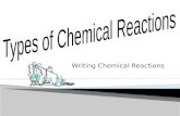 Writing Chemical Reactions. Chemical reactions, or chemical changes, happen when the atoms in one or more chemicals split up and join together in new.