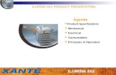 ILUMINA 502 PRODUCT PRESENTATION Product Specifications Mechanical Electrical Consumables Principles of Operation Agenda.