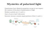 Mysteries of polarized light Enantiomers have identical properties except in one respect: the rotation of the plane of polarization of light Enantiomers.
