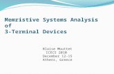 Memristive Systems Analysis of 3-Terminal Devices Blaise Mouttet ICECS 2010 December 12-15 Athens, Greece.