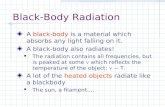 Black-Body Radiation A black-body is a material which absorbs any light falling on it. A black-body also radiates! The radiation contains all frequencies,