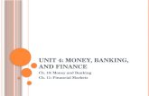U NIT 4: M ONEY, B ANKING, AND F INANCE Ch. 10: Money and Banking Ch. 11: Financial Markets.