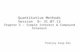 Quantitative Methods Session 8– 31.07.12 Chapter 5 – Simple Interest & Compound Interest Pranjoy Arup Das.