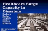 Healthcare Surge Capacity in Disasters Adapted from a presentation by John L. Hick, MD. Used with permission Barbara Dodge Virginia Helget Sharon Medcalf.