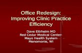 Office Redesign: Improving Clinic Practice Efficiency Dave Eitrheim MD Red Cedar Medical Center- Mayo Health System Menomonie, WI.
