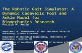 The Robotic Gait Simulator: A Dynamic Cadaveric Foot and Ankle Model for Biomechanics Research Patrick M. Aubin Department of Biomechanics,Vilnius Gediminas.
