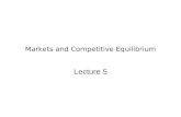 Markets and Competitive Equilibrium Lecture 5. In This Lecture Market Equilibrium and the Forces Moving the Market Toward Equilibrium The Hypothesis of.