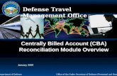 Defense Travel Management Office Office of the Under Secretary of Defense (Personnel and Readiness) Department of Defense Centrally Billed Account (CBA)