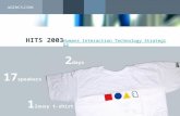 © 2003, AGENCY.COM Ltd. Proprietary and Confidential HITS 2003 Humans Interaction Technology Strategies 2 days 17 speakers 1 lousy t-shirt.