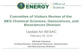 Committee of Visitors Review of the BES Chemical Sciences, Geosciences, and Biosciences Division Update for BESAC February 28, 2014 Michael Casassa Acting.