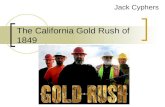 The California Gold Rush of 1849 Jack Cyphers. Sutters Mill In January of 1848, John Sutter, the owner of Sutters Mill, sent James Marshall to build a.