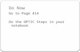 Do Now Go to Page 414 Do the OPTIC Steps in your notebook.