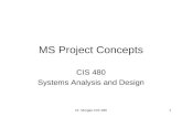 Dr. Morgan CIS 480 MS Project Concepts CIS 480 Systems Analysis and Design 1.