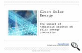 Copyright © 2005 SRI International Clean Solar Energy The impact of nanoscale science on solar energy production.