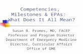 Competencies, Milestones & EPAs: What Does It All Mean? Susan B. Promes, MD, FACEP Professor and Program Director Department of Emergency Medicine Director,