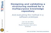 Designing and validating a structuring method for a multipurpose knowledge repository And evaluating the method in a software prototype Lars van der Meer.
