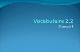 Français I. Tu as quels cours ___ ? What classes do you have ___?
