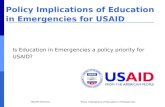 EQUIP2 SeminarPolicy Implications of Education in Emergencies Policy Implications of Education in Emergencies for USAID Is Education in Emergencies a policy.
