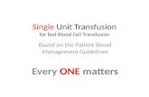 Single Unit Transfusion for Red Blood Cell Transfusion Based on the Patient Blood Management Guidelines Every ONE matters.