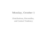 Monday, October 1 Distributions, Percentiles, and Central Tendency.