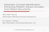 (c) 2007 - DJP Information Consulting Services, LLC1 1 Automatic Concept Identification: Extracting Problem Solved Concepts From Patent Documents IRFS.