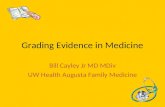 Grading Evidence in Medicine Bill Cayley Jr MD MDiv UW Health Augusta Family Medicine.