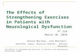 The Effects of Strengthening Exercises in Patients with Neurological Dysfunction PT 224 March 10, 2010 Daniel Maclean, Josh Mitchell, Jennifer Jones, Alyssia.