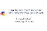 How to get more mileage from randomness extractors Ronen Shaltiel University of Haifa.