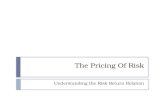 The Pricing Of Risk Understanding the Risk Return Relation.