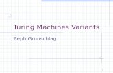 1 Turing Machines Variants Zeph Grunschlag. 2 Announcement Midterms not graded yet Will get them back Tuesday.